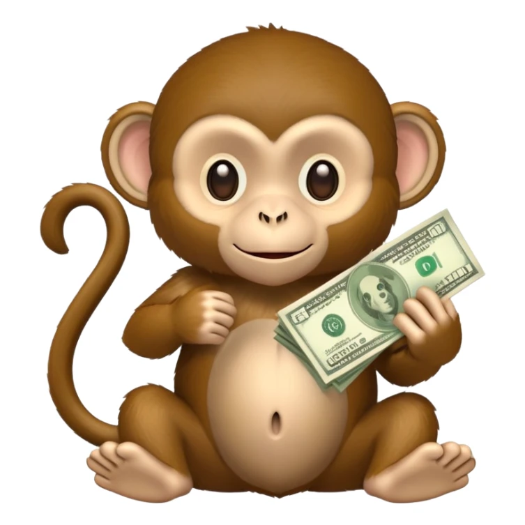 monkey with a lot of money sticker