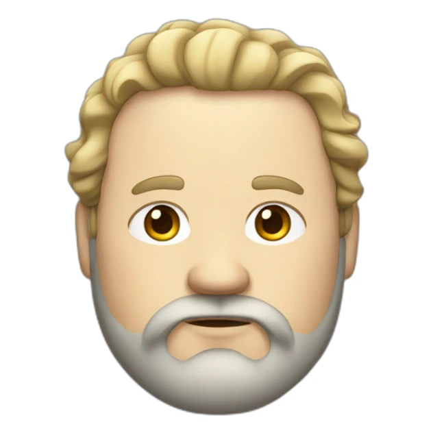 fat white man with wavy long dark hair and a beard sticker