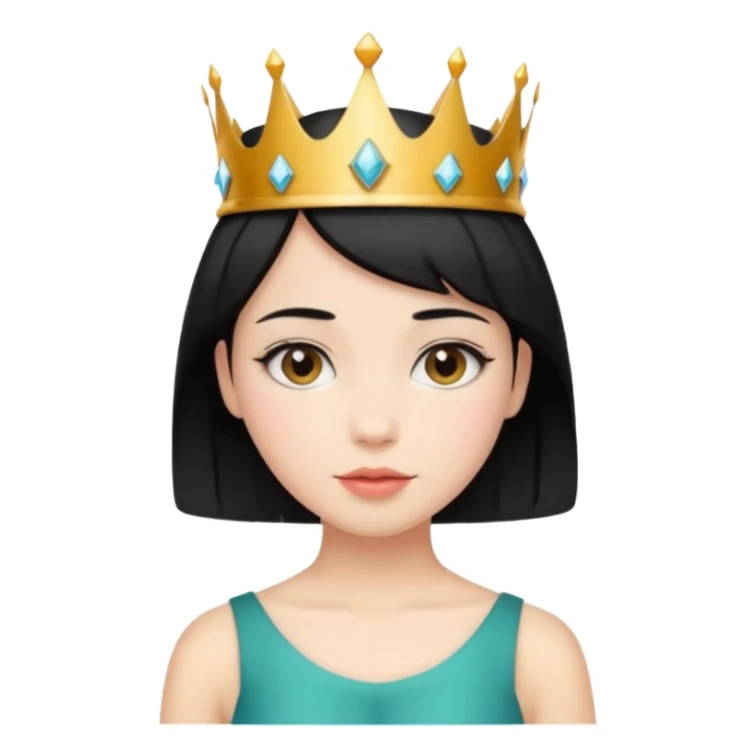 Chica linda pelo corto negro con una corona  sticker