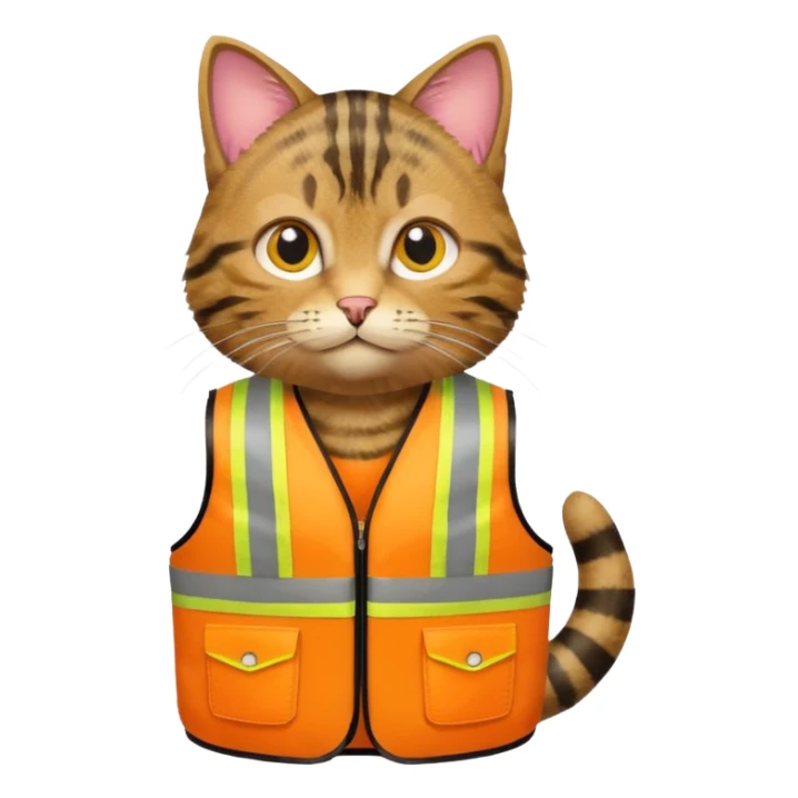 tabby cat in hi-vis clothing facing right sticker