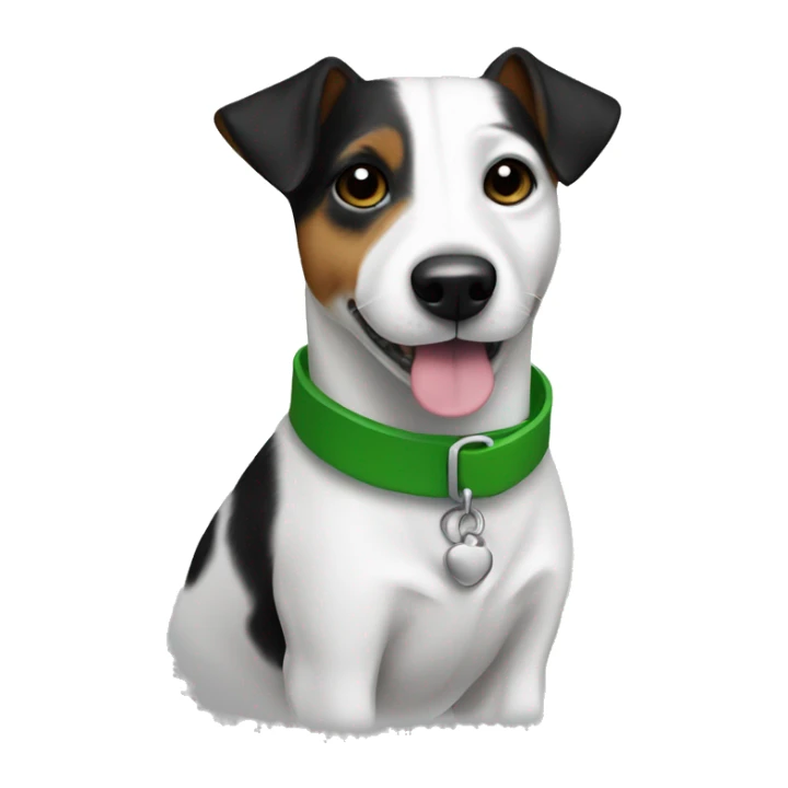 White and black Jack Russell with green collar  sticker