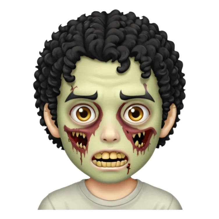 menino com cabelo cacheado preto e olhos marrons, com a boca lembrando a de um zumbi e com grills dourados sticker
