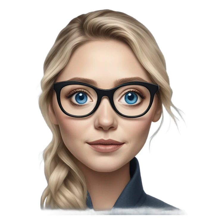 Hyper Realistic Elizabeth Olsen blue eyes wearing glasses  sticker