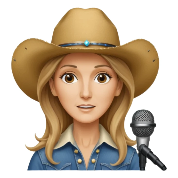 celin dion is singing with mirco and cowboy hat sticker