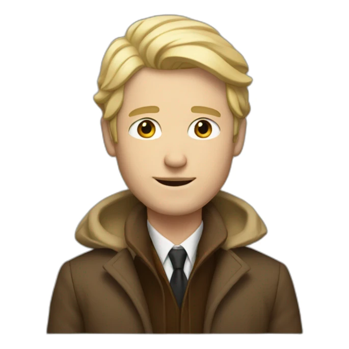 rich white man; blond hair ; brown coat sticker