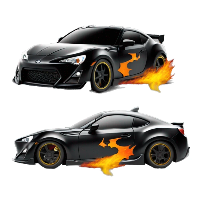 Batman themed toy with body kit Scion FR-S with hot rod flames  sticker