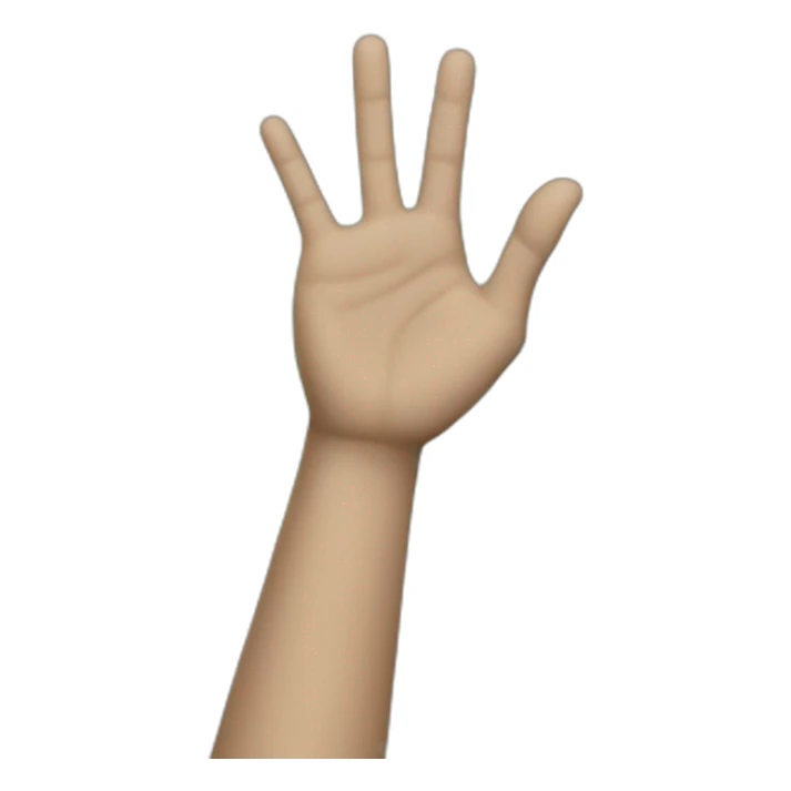 Arm and open hand with a green shirt sticker