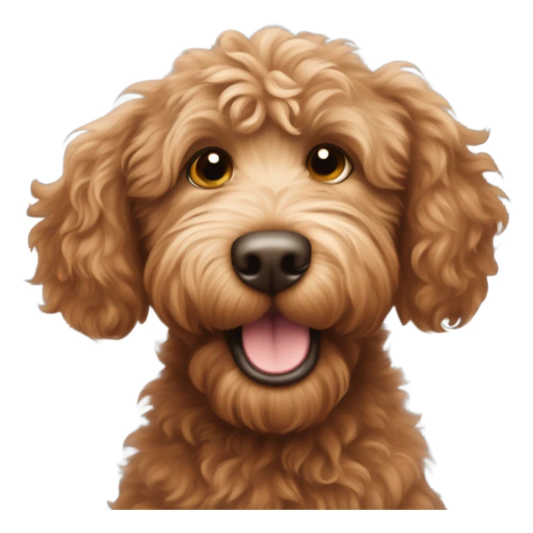 The red-haired labradoodle waves his paw like hello sticker