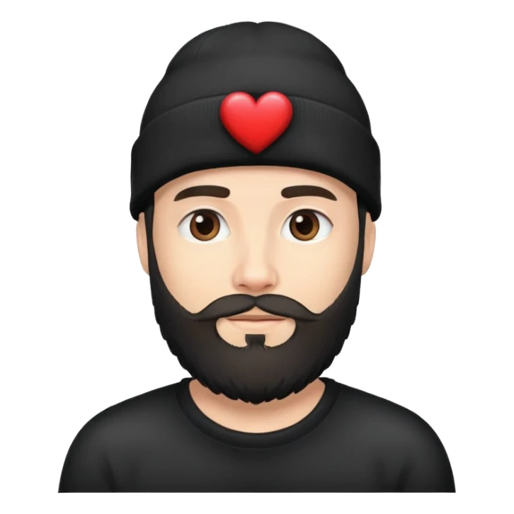 barbu avec un bonnet noir avec un coeur  sticker