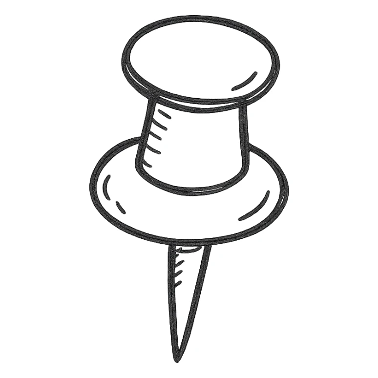 push pin, hand-drawn, sketchy lines sticker