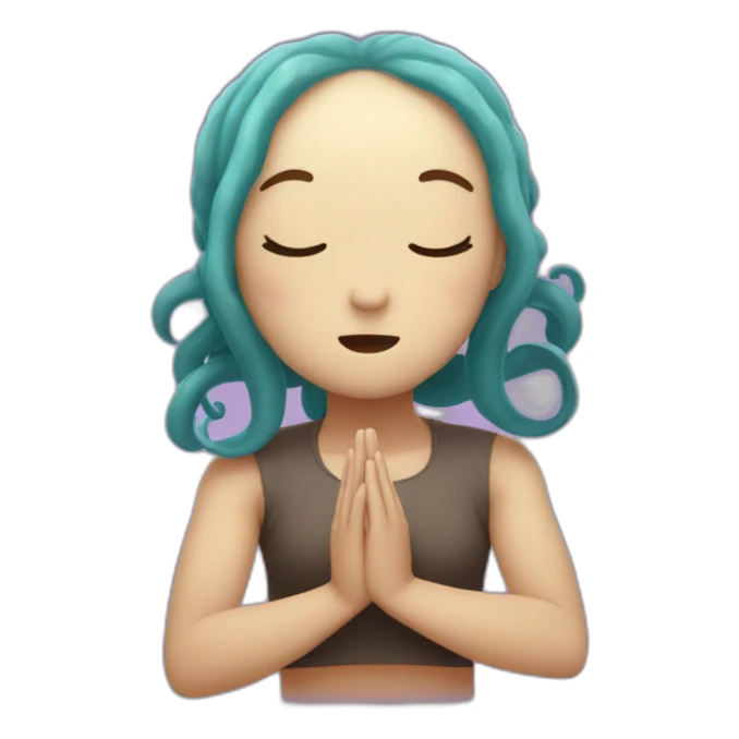 Cute kraken cute face eyes closed making yoga sticker