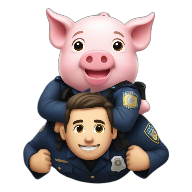 Pig piggyback atop police officer shoulders sticker