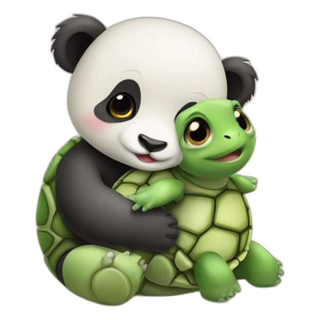 Baby panda hugs baby turtle sticker