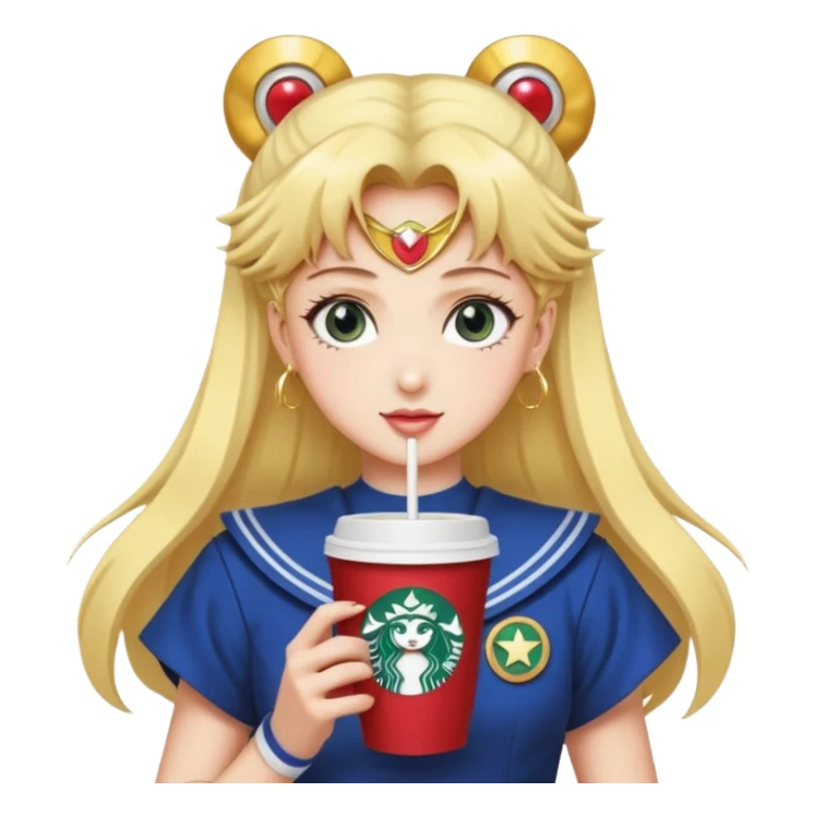 A sailor moon anime and hand and coffee and Starbucks sticker