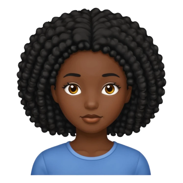 tạo cho tôi cô gái da đen tóc đen hơi xù nhẹ sticker