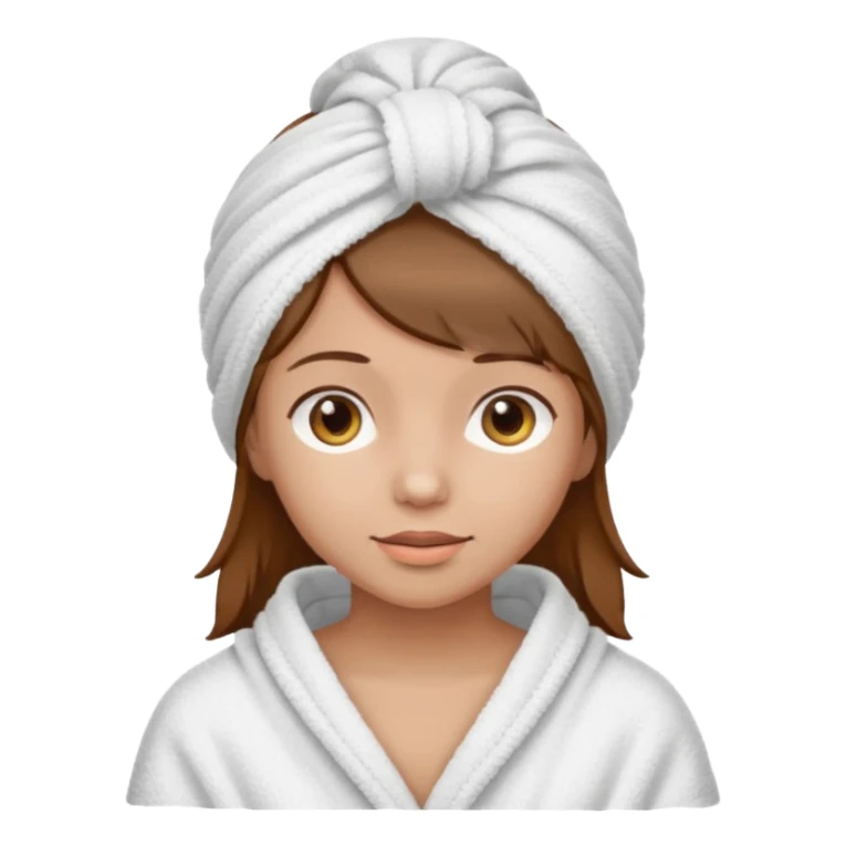 Chica de pelo castaño con una toalla de baño en la cabeza sticker