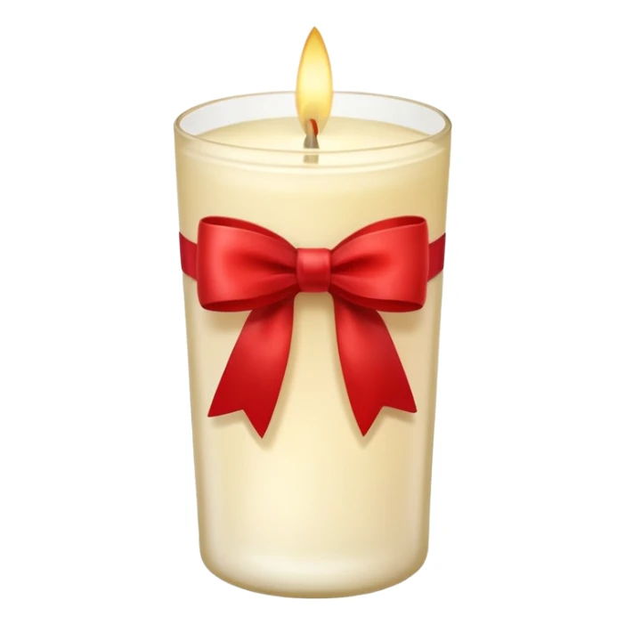 Soft vanilla long glass candle, with little red bow sticker