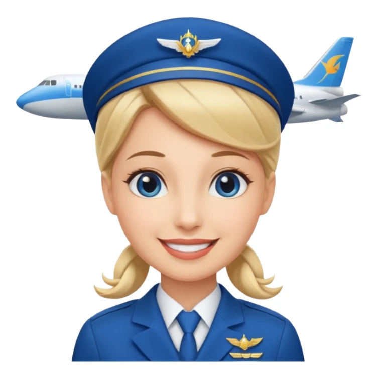 stewardess and airplanes behind the stewardess sticker