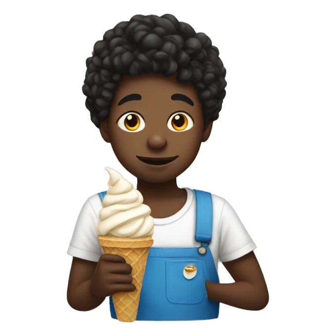 black boy with twists eating ice cream sticker