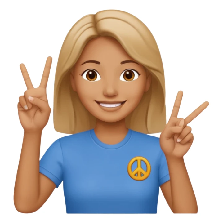 a woman says peace with her hand sticker