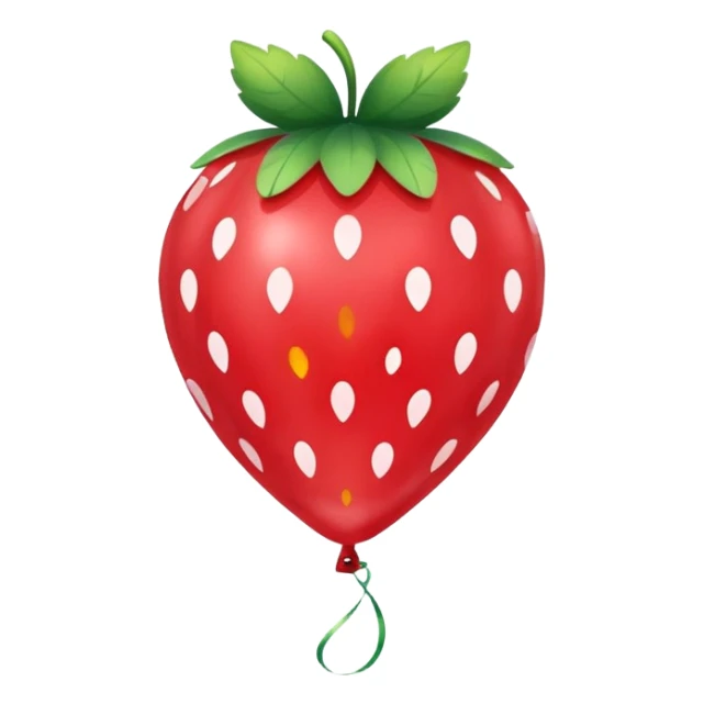 cute strawberry, balloon style, shiny, inflated look sticker