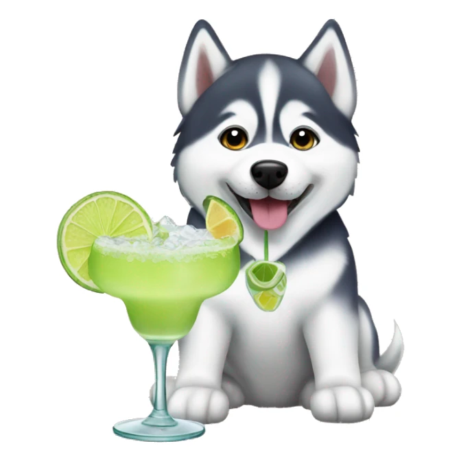 Siberian husky with a margarita  sticker