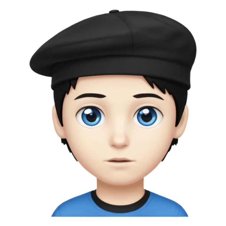 Menino branco de cabelo escuro, boné preto, olhos azuis sticker