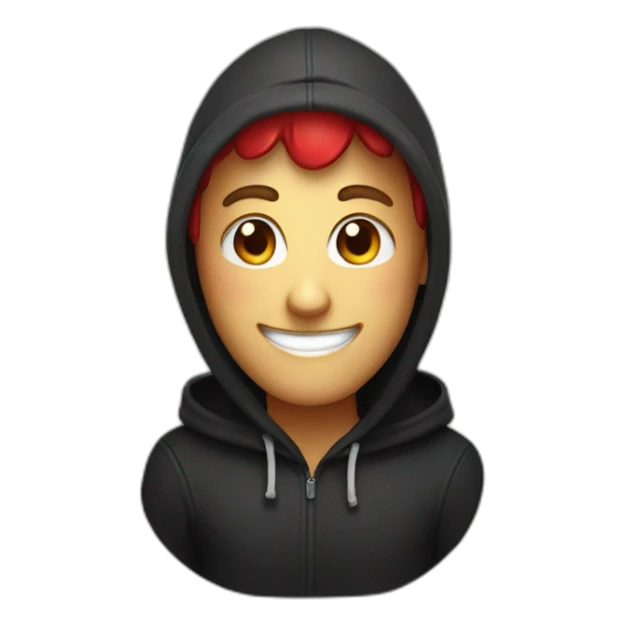 smiling red apple wearing a black hoodie sticker