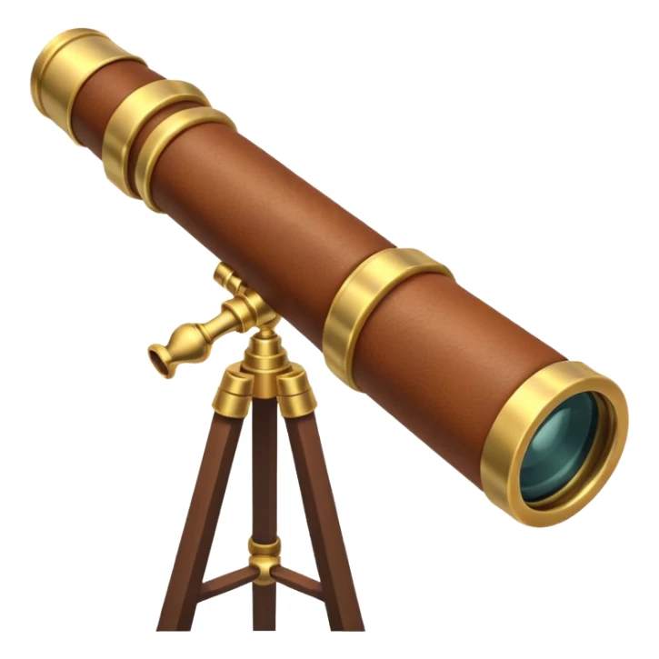 pirate spyglass object icon, brass telescope, leather grip, 3D cartoon, mobile game icon style, centered, clean background, no text, no watermark
 sticker