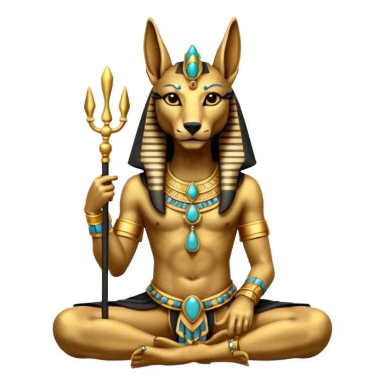 Ancient style lavishly adorned anubis staged formally sitting posed sticker