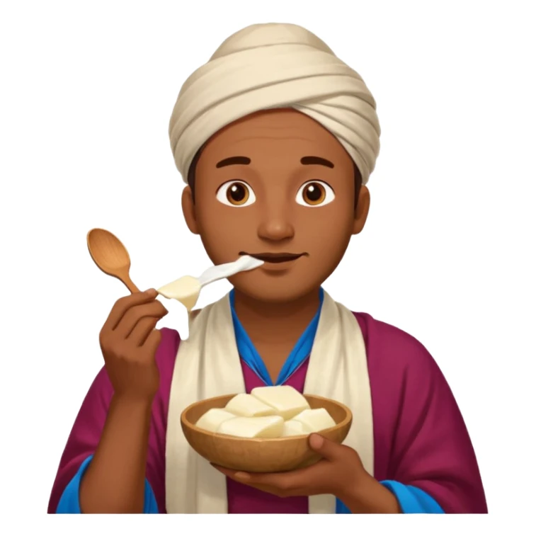 some guy eating 1kg of mozzarella, make it nepalese, more brown sticker