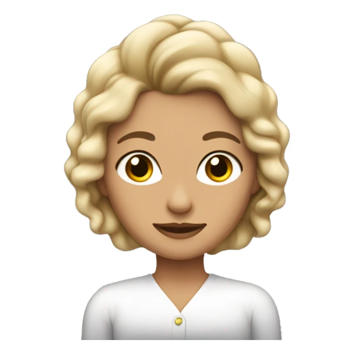 Mujer con cabello ondulado, con ojitos de fueguito, sticker