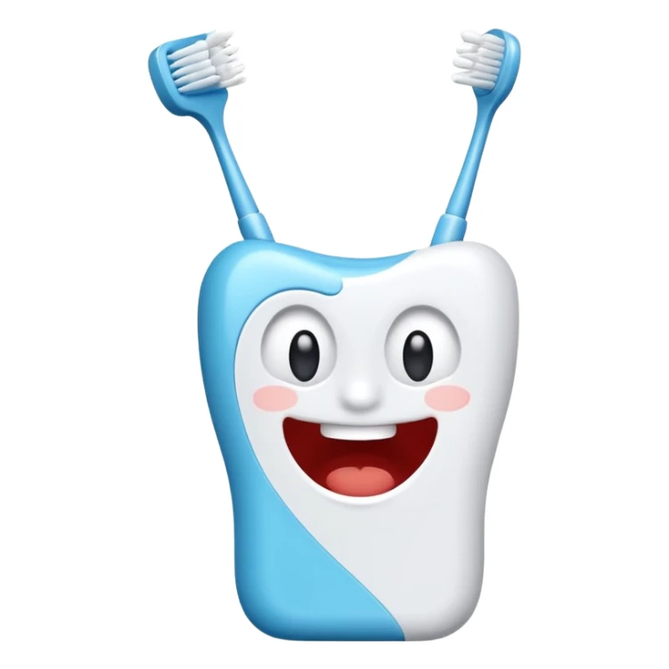 toothbrush that has been broken and has a smirk on its face sticker