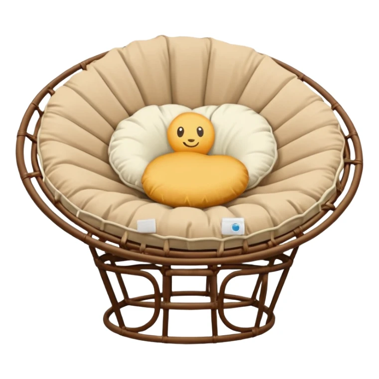 Light brown Papasan chair with cream cushion sticker
