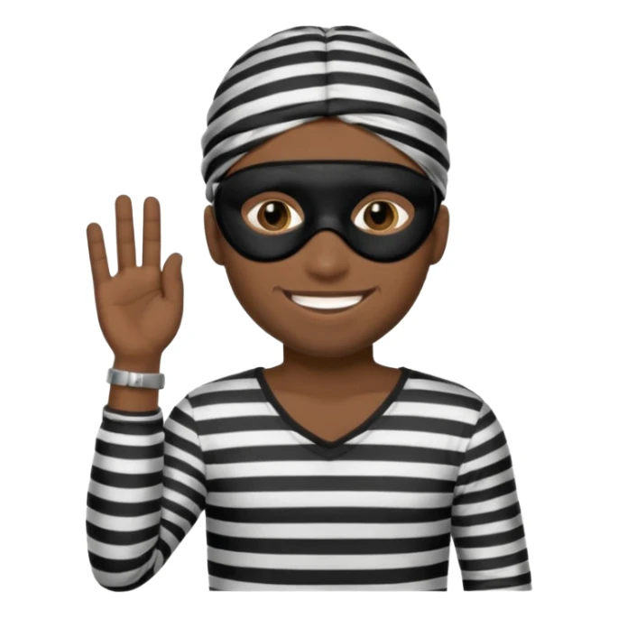 A theif robber emoji,Stripped shirt,eye mask, black head. sticker