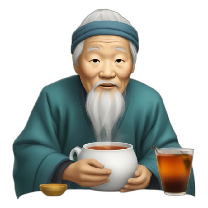 wise chinese old man called jasmin mandaren who drinks tea sticker