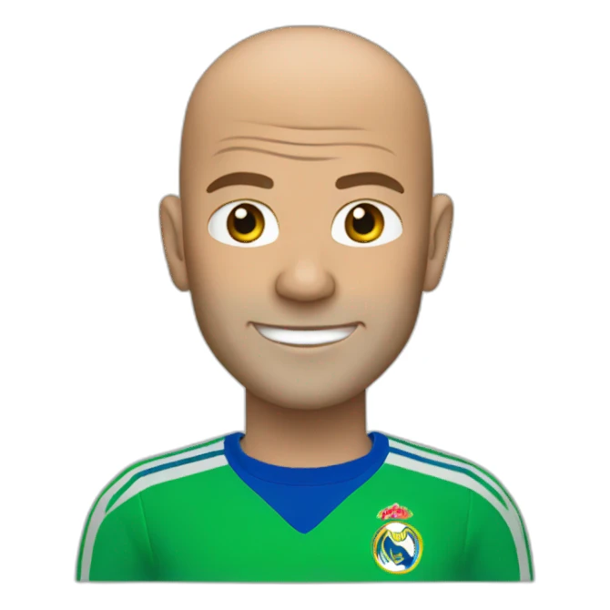 zinedine zidane with blue and green shirt sticker