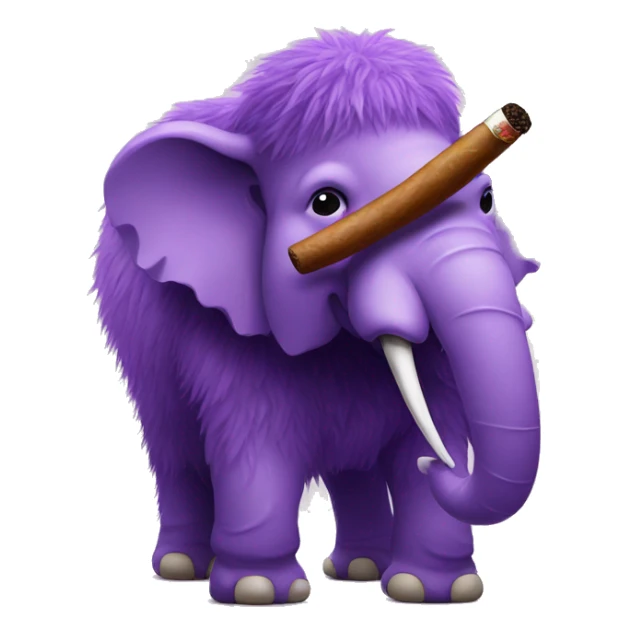 a purple fluffy mammoth smoking a cigar sticker