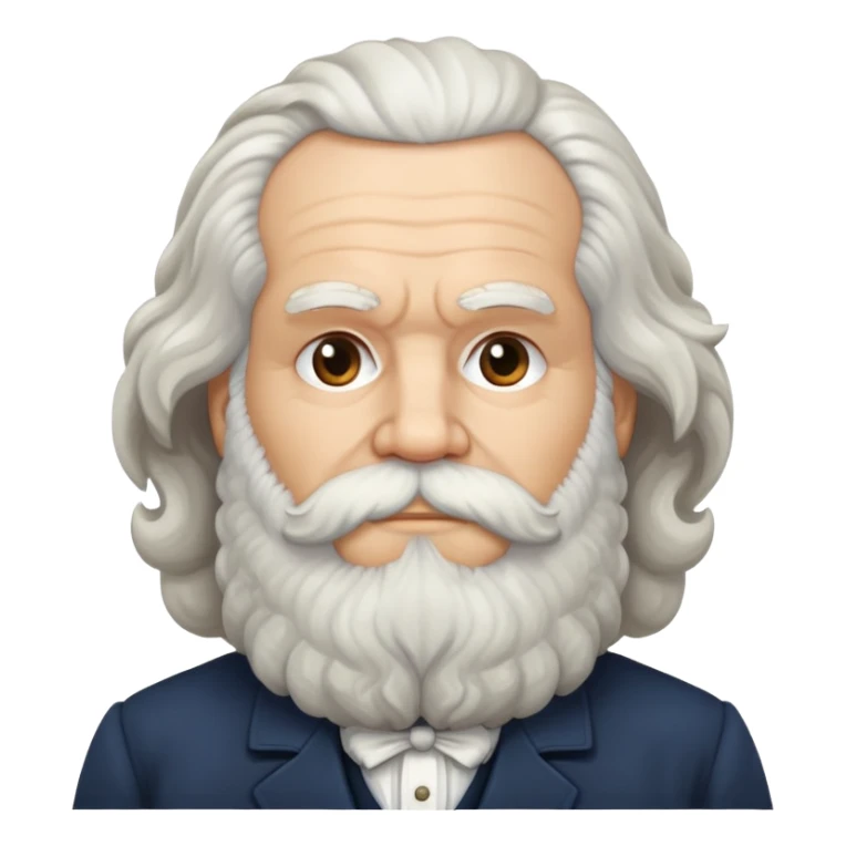 Karl Marx with white bushy beard, thick wavy hair, head and shoulders partially turned, no glasses sticker