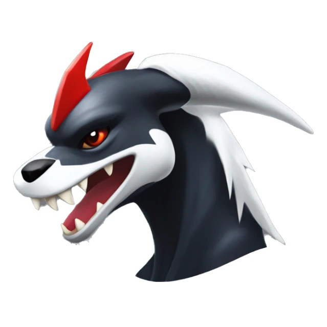 Black Cool Edgy Nargacuga-Houndoom-Garchomp-Absol Fakémon  with White and Red Edgy markings sticker
