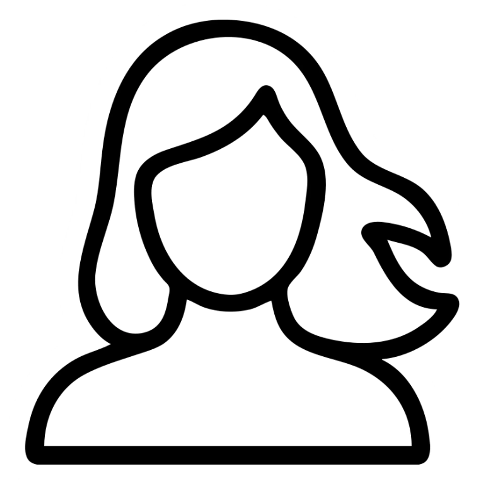 silhouette of a female, stylized with flowing hair, outline only sticker
