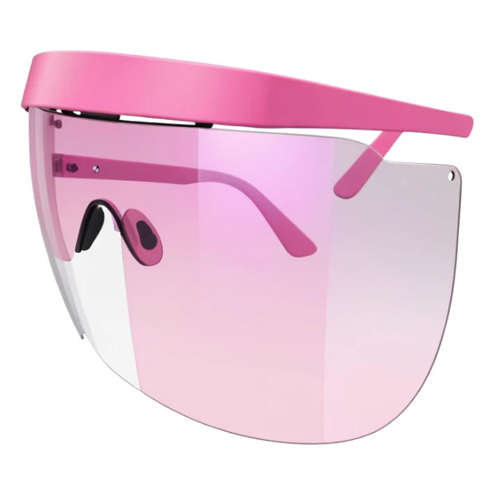 frameless pink tinted shield visor sunglasses, Y2K aesthetic, one-piece lens sticker