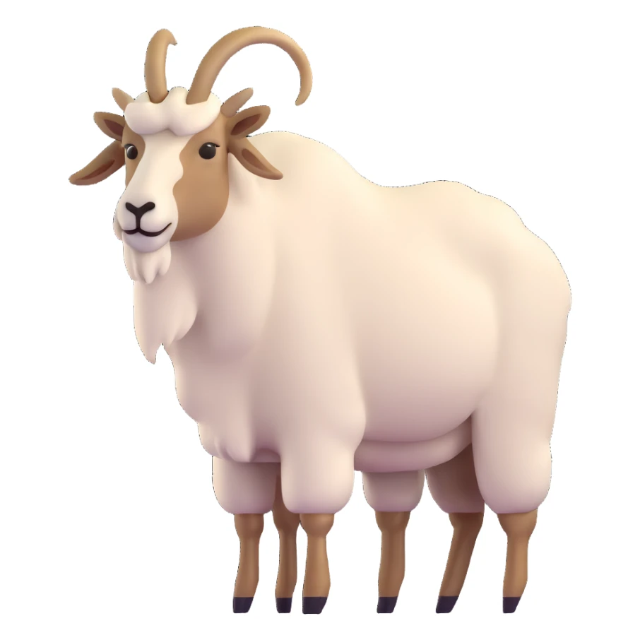 realistic 3D mountain goat with textured fur sticker