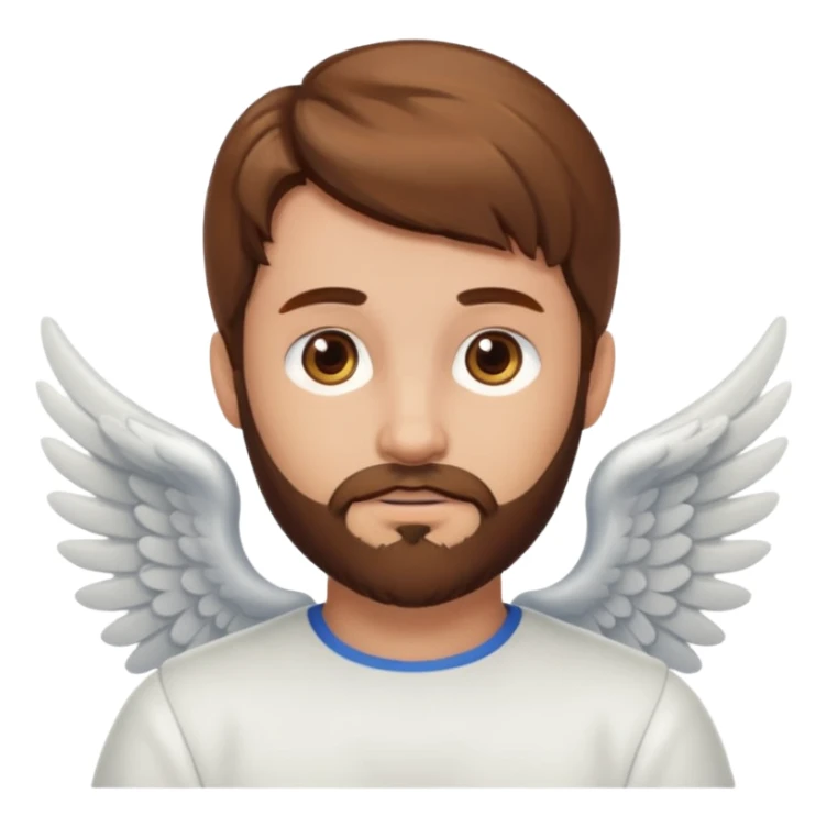angel with brown hair and brown beard sticker