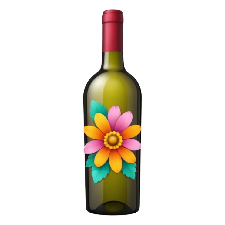 a flower decoration on a wine bottle sticker