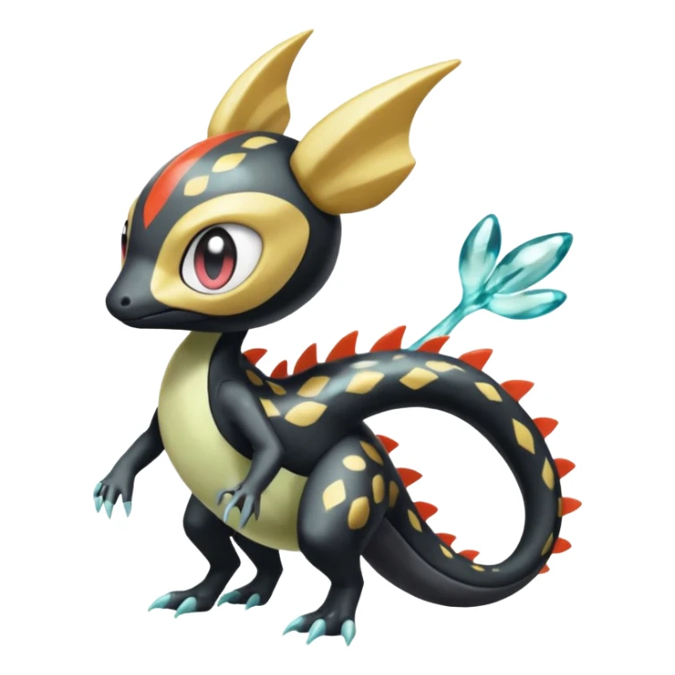 Splash-patterned emotional sparky sparky boom boom painful Meloetta-Guilmom-Salandit-Trico-Pokémon-Fakémon-fusion-hybrid-creature sticker