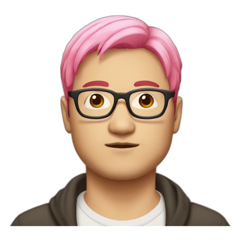 pinkhair-fat-japanese-man-redspectacle sticker