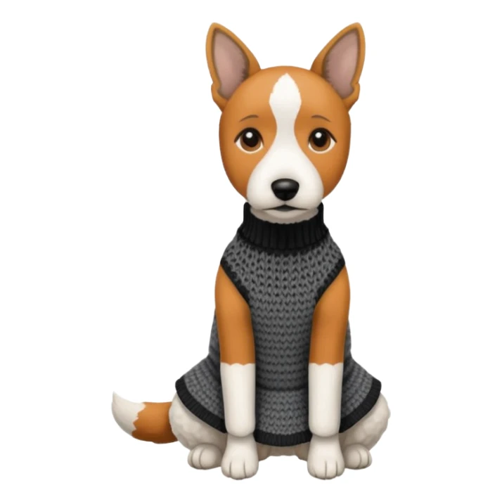 Fox terrier seduto in bianco e nero con vestitino in maglia sticker