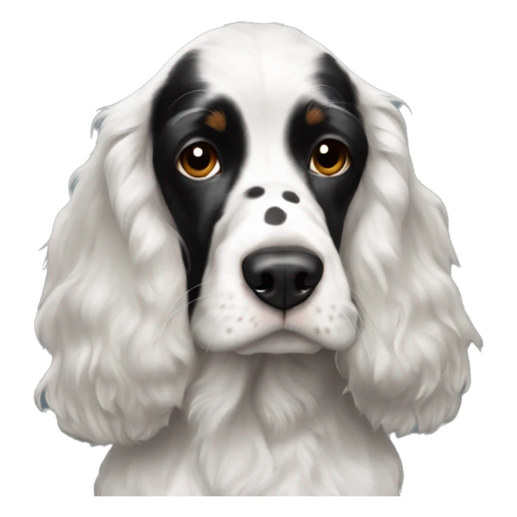 black and white trimed english cocker spaniel with spots on nose sticker