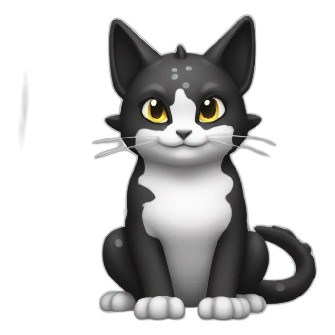 Sitting-Black-and-White-cat-dragon-type-pokemon sticker